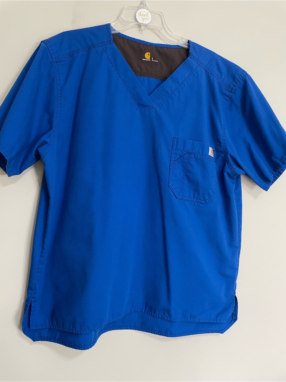 Carhartt Royal Blue V-Neck Scrub Top Size Large Medical Staff